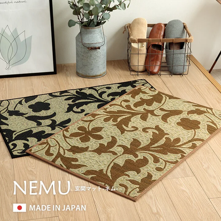 花卉圖案 質感 玄關地墊 室內 時尚 玄關 地墊 日本製 抗菌防臭 國產 藺草 『玄關墊F捻』