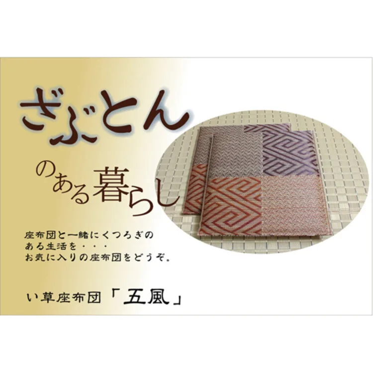 純國產 織入千鳥紋 藺草坐墊『五風 2入組』棕色 約55×55cm×2P『五風』