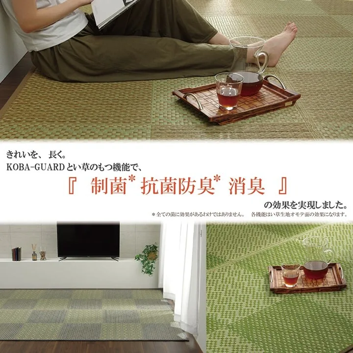 鋪墊 國產 小林製藥 持續性抗菌劑 KOBA-GUARD 制菌 抗菌防臭 夏季 藺草 方格紋 摩登 止滑 『DX Raum』