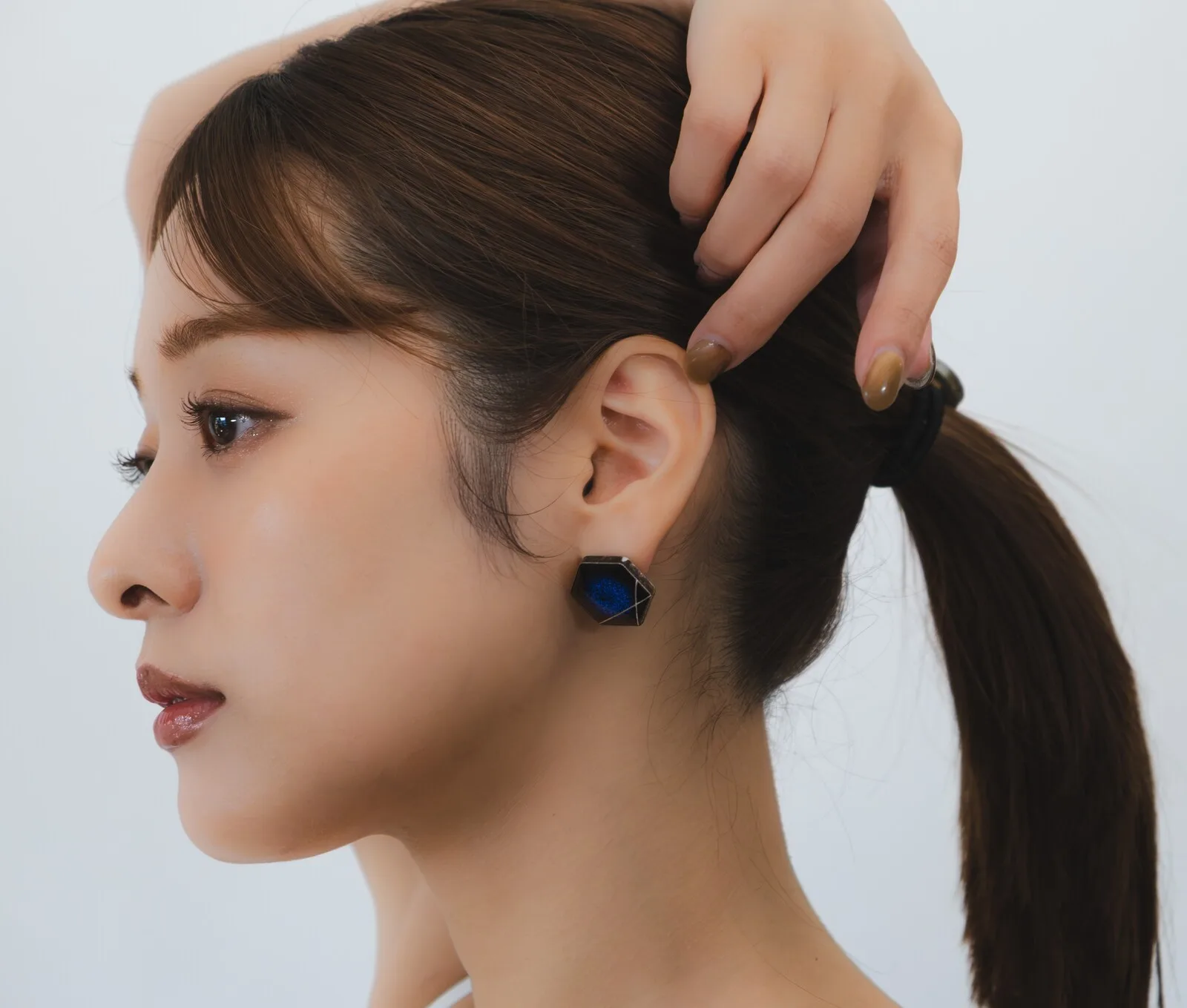 【美濃燒・MIKELO】雕刻六角薄陽耳環（穿孔式、19mm）