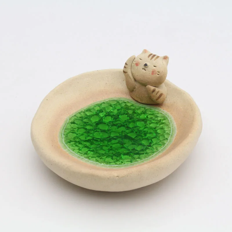 釉彩貓小物收納（舉右手）
