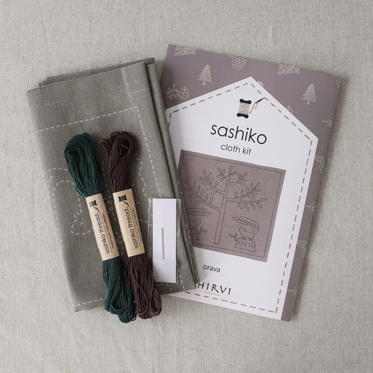 HIRVI 沿圖案戳刺即可！簡單組 刺子繡抹布 日本製 sashiko kit